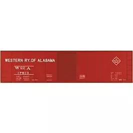 Railroad Decal Set 6-Pack -- Western Railway of Alabama 40' Steel Single-Door Boxcar