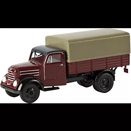 Robur Garant Low-Side Delivery Truck w/Tarp Cover - Assembled -- Wine Red, Black