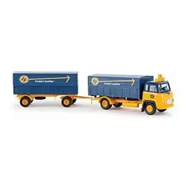 Scania LB 76 Low-Side Truck with Trailer - Assembled -- ASG (blue, yellow, German Lettering)