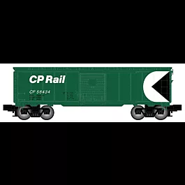 Single-Door Steel Boxcar - 3-Rail - Ready to Run -- Canadian Pacific (green, black, white, Multimark Logo)