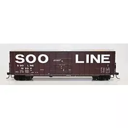 Soo Line-Built 7-Post 50' Plug-Door Boxcar - Ready to Run -- Soo Line #18824 (Boxcar Red, white; Fiberglass Roof Panels)