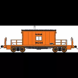 Steel Transfer Caboose - Ready to Run -- Amtrak #14034 (MOW Scheme, orange, black, Amtrak Lettering Over Window)