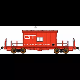 Steel Transfer Caboose - Ready to Run -- Grand Trunk Western #75065 (red, white, Take Time To Be Safe Slogan)