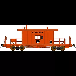Steel Transfer Caboose w/Long Roof - Ready to Run -- Illinois Central Gulf #199081 (orange, black, Centered Logo)