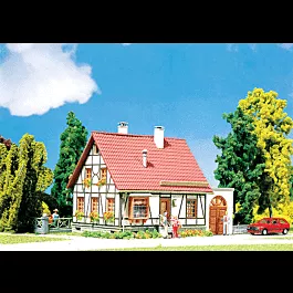 Timbered House with Garage - Assembled -- 2-3/4 x 3 x 2-1/4"7.3 x 7.2 x 5.5