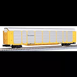 Tri-Level Enclosed Auto Rack 4-Car Runner Pack - Ready to Run -- Ferromex #702116, 702139, 702237 and 70224 (silver, yellow TTX Flat)
