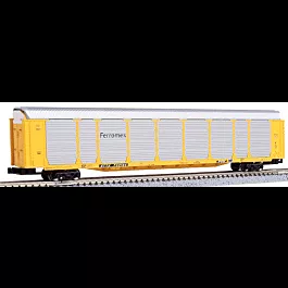 Tri-Level Enclosed Auto Rack 4-Car Runner Pack - Ready to Run -- Ferromex #702219, 702120, 702177 and 702194 (silver, yellow TTX Flat)