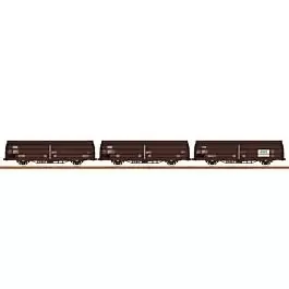 Type Hbis 299 Sliding Wall Car 3-Pack - Ready to Run -- SWS DSB (Era III, brown, white)