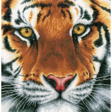 VERVACO - Lanarte Tiger On Aida Counted Cross Stitch Kit-13.75"X13.5" 30 Count (L0156104)