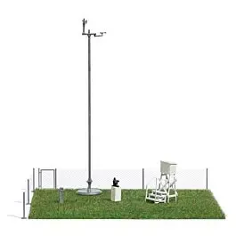 Weather Station Miniature Scene -- Weather Instrument Mast, Accessories, Grass Mat, Chain-Link Fence