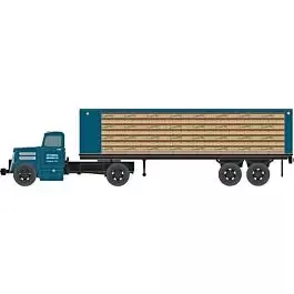 White WC22 Tractor with Flatbed Trailer - Assembled - Mini Metals(R) -- Peoples Beer (blue)
